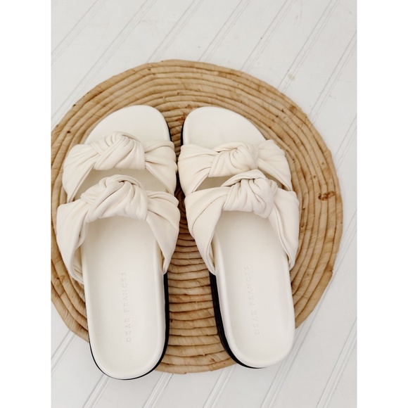 NEW Dear Frances Tye Slide Sandal in Chalk Cream 9 - Picture 3 of 10